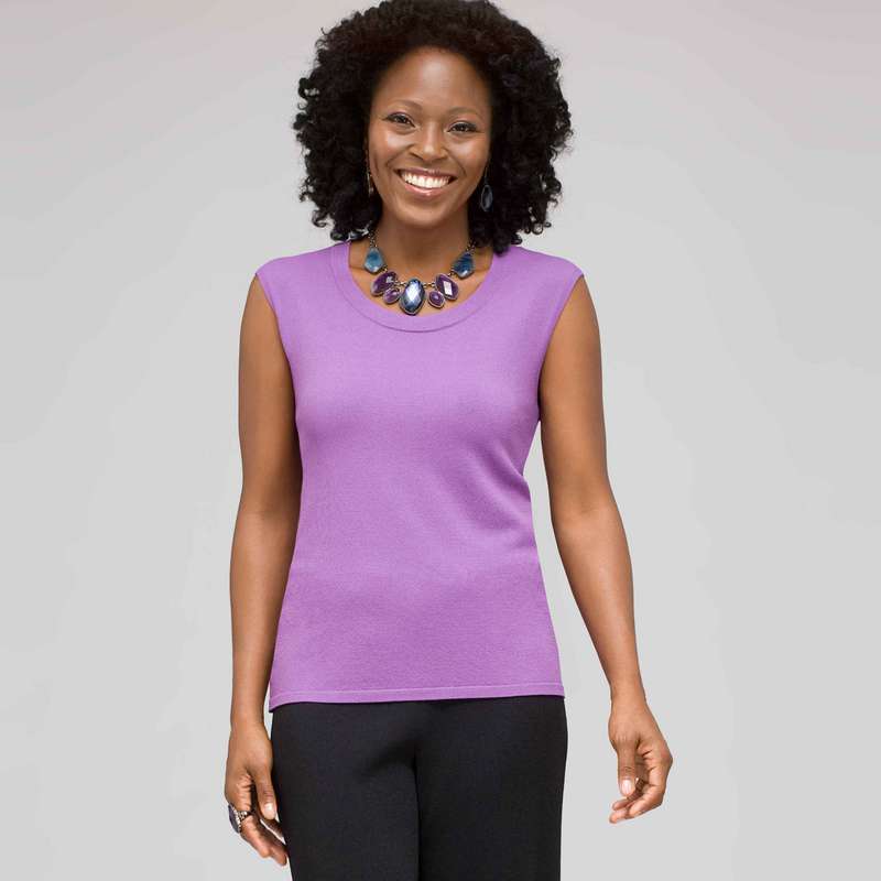 Sleeveless Scoop Neck Shell, Crocus, large image number 0